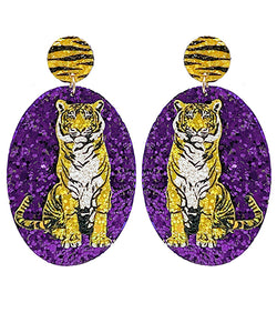 Oval Tiger Earrings