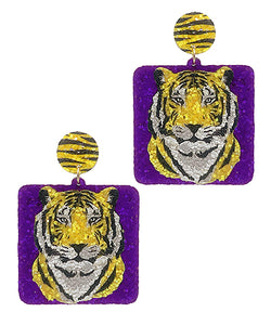 Square Tiger Earrings