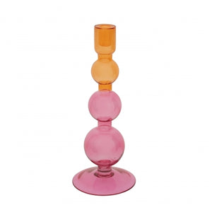 Pink Orange Bulb Candlestick Holder