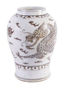 Brown Porcelain Hong Wu Flaring Rim Jar Dragon Motif