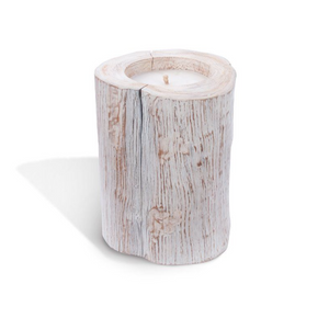 Candle in Natural Whitewash Teak Vase