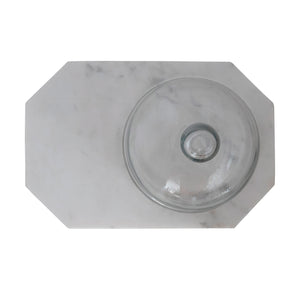 Marble Serving Tray with Glass Cloche