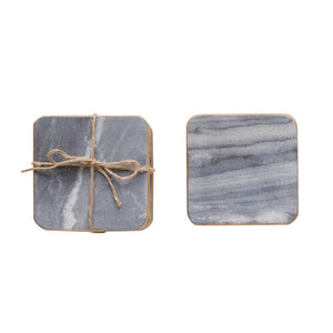 4" Square Marble Coasters Grey