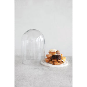 Round Glass Cloche with Marble Base