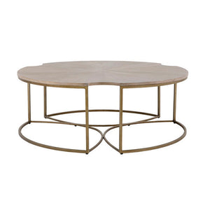 Special Order Round Wood and Brass Coffee Table